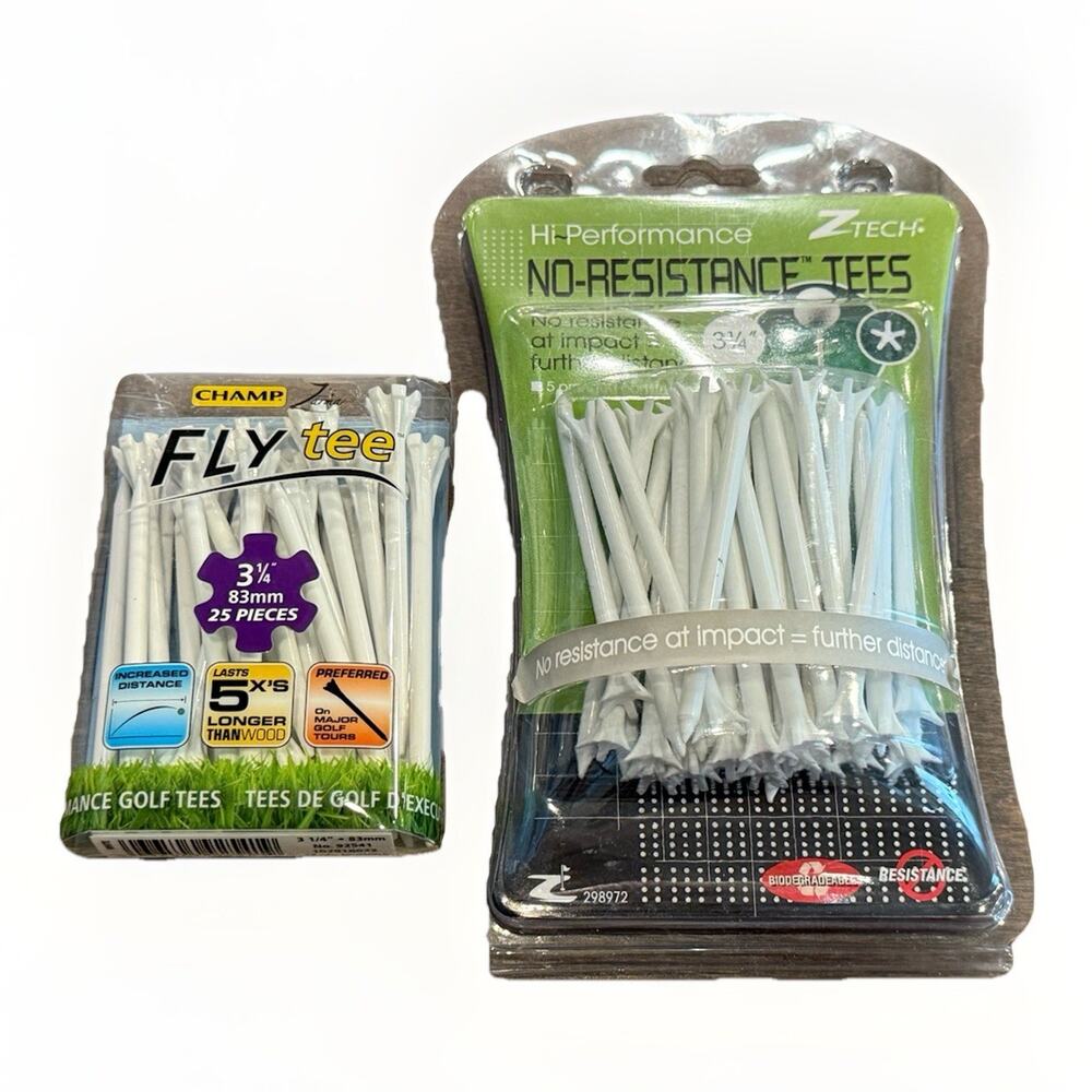 Lot Of 2 Golf Tees 3/4" No-Resistance Tees White 35 Pack & 25 Pack NEW